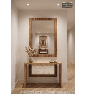 ( 76X54 cm ) Antik Ahşap Dik Dekoratif Ayna Dresuar Boy Koridor Konsol Aynası Banyo Oda Lavabo Wc Mutfak Makyaj Aynası