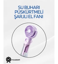 Mey İthalat® Taşınabilir Şarjlı Su Sisi Püskürtmeli Mini El Fanı – 4 Hız Ayarı, Tip-C Şarjlı, Sessi