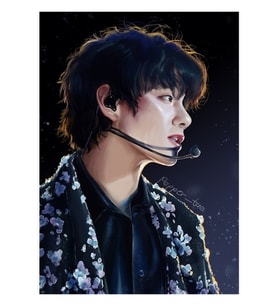 Bts Taehyung Lys Tur Çizimi! Tablo Ahşap Poster Dekoratif Kod1240