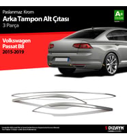 VW Passat B8 Krom Arka Tampon Alt Çıtası 3 Parça 2015-2019