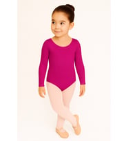 Uzun Kollu Full Lycra Coton Bale Mayosu-Çocuk (Fuşya)