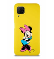 Huawei P40 Lite Soft Premier Kapak Minnie Mouse-D Tasarımlı Silikon Kılıf - Sarı (Şeffaf)