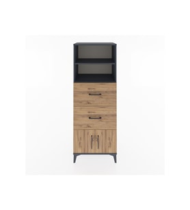 Hyperion Dolap 2 Raflı 2 Çekmeceli 2 Kapaklı 60x44x163 Antrasit-Çam