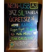Yaz Sil Işıklı Neon Tabela Kalemli USB (Elektrikli) A3 (30x48cm)