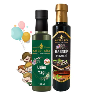 Çocuklar için UDİM Yağı - 100 ml + Özel Üretim Keçiboynuzu – Harnup Pekmezi/Özü 340 gr