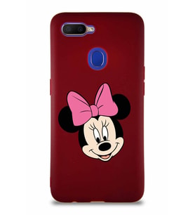 Oppo A5S Soft Premier Kapak Minnie Mouse-C Tasarımlı Silikon Kılıf - Mürdüm (Şeffaf)