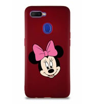 Oppo A5S Soft Premier Kapak Minnie Mouse-C Tasarımlı Silikon Kılıf - Mürdüm (Şeffaf)