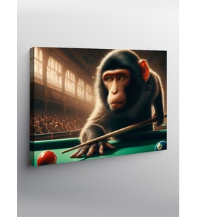 Kanvas Tablo Bilardo Oynayan Maymun