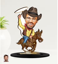 Kişiye Özel Kovboy  Karikatürlü  Mdf Biblo (Çok Renkli)