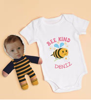 BK Kids Kişiye Özel Fotoğraflı Bebek Yastık ve Bebek Body Zıbın Hediye Seti - Model 26