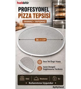 ByMyHand Metal Sanayi Tipi Profesyonel Pizza Tepsisi 36 Cm
