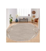 Eliana Home Baskılı, Yıkanabilir Kaymaz Taban Yuvarlak Halı LNA7113 120x120 cm (Bej)