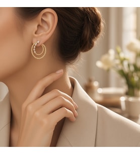 STİL İNCİSİ/XUPING JEWELRY İKİLİ BURGU ZİRKON TAŞLI KÜPE