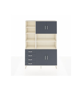 Arges Gardrop 9 Raflı 4 Çekmeceli 4 Kapaklı 132x30x195 Aytaşı-Antrasit