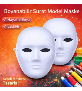 Boyanabilir Surat Model Maske – Lastikli Kendin Tasarla