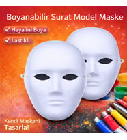 Boyanabilir Surat Model Maske – Lastikli Kendin Tasarla