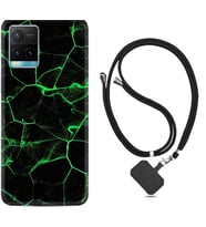 Vivo Y11S Y21S Y20 Y20S Y70 Kılıf Boyun Askılı Silikon Yeşil Şerit Mermer 1320