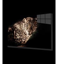 Leopar Hayvan Portresi Cam Tablo, Ev ve Ofis Duvar Dekoru, Hediyelik Büyük Temperli 4 mm Cam Tablo