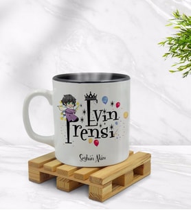 BK Gift Kişiye Özel Evin Prensi Tasarımlı İçi Siyah Renkli Kupa Bardak Model 1