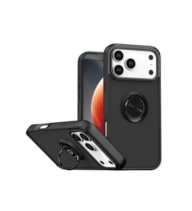 iPhone 17 Pro Montreal Yüzüklü Silikon Kapak - Siyah