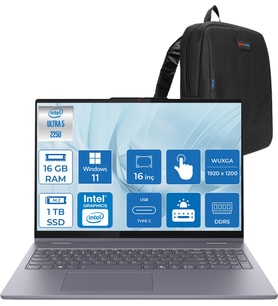 Lenovo Ideapad 5 2-In-1 16AIL10 Intel Core Ultra 5 225U Aı 16GB 1tb SSD 16" Wuxga IPS 300NITS WIN11PRO Dokunmatik +Lenovo® Digital Pen2 Bilgisayarr 83KS0005TRP03+ZETTAÇANTA