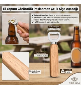 Açacak Ahşap Saplı Şişe Açacağı Kapak Açıcı Soda , Gazoz Açacağı Şişe Açacak 14 Cm 47 Gram Dekorat