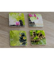 Spa Taşları ve Orkide Doğal Taş Bardak Altlığı 4'lü set - Natural Stone Coasters