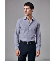 LCW BUSINESS Lacivert Slim Fit Çizgili Gabardin Erkek Gömlek