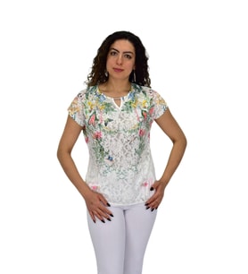 Kadın Kısa Kol Baskılı Bluz BGL-ST04691
