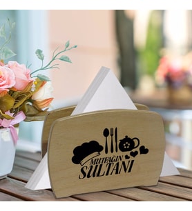 BK Gift Mutfağın Sultanı Tasarımlı Lüks Ahşap Peçetelik-3