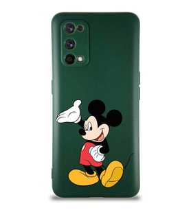 Realme 7 Pro Soft Premier Kapak Mickey Mouse-C Tasarımlı Silikon Kılıf - Yeşil (Şeffaf)