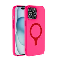 Lexroo iPhone 14 Pro Max Kılıf M-Safe Şarj Özellikli Aris Silikon Kılıf - Koyu Pembe