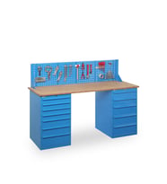 12 Çekmeceli Dolaplı Takım Asma Panolu Çalışma Tezgahı-2130 MM (Mavi)