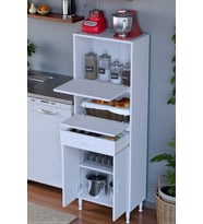 Eliusta Solaira 65 cm Genişlik Kapaklı Mutfak Dolabı 4 Kapaklı, Çekmeceli Çok Amaçlı Mutfak/Banyo Dolabı (Beyaz)
