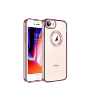 Apple iPhone 8 Uyumlu Kılıf Kamera Korumalı Logo Gösteren Zore Omega Kapak (Rose Gold Altın)