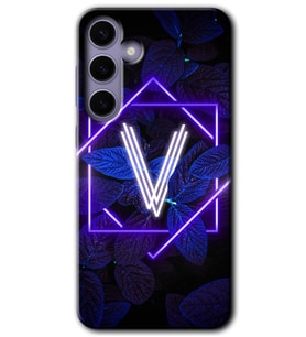 Galaxy S24 Plus Kılıf HD Desen Baskılı Kılıf - Dark Neon Yaprak V Harfi
