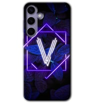 Galaxy S24 Plus Kılıf HD Desen Baskılı Kılıf - Dark Neon Yaprak V Harfi