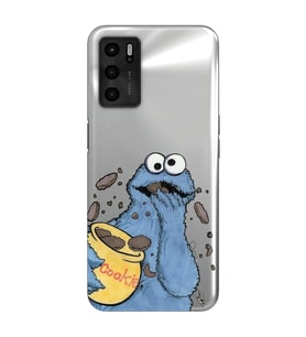 Oppo A55 Uyumlu Susam Sokağı Kurabiye Canavarı Desenli Şeffaf Telefon Kılıfı
