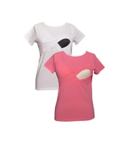 LuvmaBelly MYRA2516_2506 Emzirme tshirt seti (Beyaz-Pembe)