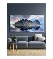 Dağ Yansıması 70x100cm Kanvas Tablo Salon Oturma Yatak Odası Ofis Antre Cafe Için Duvar Dekoru (Çok Renkli)