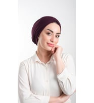 Mürdüm Pratik Hazır Geçmeli Tesettür Bone Fukuro Simli Büzgülü 2116_07