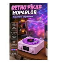 Retro Pikap Tasarımlı Bluetooth Hoparlör Projektörlü Şarjlı Gece Lambası