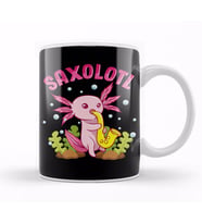 Saxolotl Adorable Sax Playing Axolotl Animal Pun Kupa Bardak Porselen