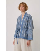 Kadın Etnik Nakışlı Kuşaklı Kısa Kimono