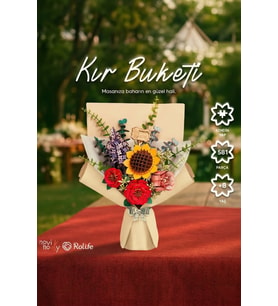 Ahşap Kır Buketi 3D Puzzle Ahşap Minyatür Maket Kiti DIY Kendin Yap