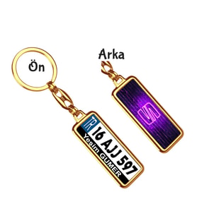 Kişiye Özel Plaka Metal Anahtarlık   Seat Neon Mor Logo (Altın)