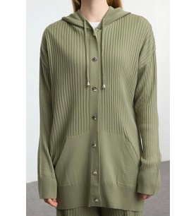 Tarz Kadın Modern Moda Normal Bel Geniş Paça Kapüşonlu Kapüşonlu Oversize Triko Alt-Üst Takım (Bordo)