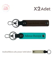 Sevgiliye Sıcacık Jest, İsim & Soyisim Yazılı 2’li Anahtarlık Hediye Set, K Turkuaz-K Kahve-S Kahve