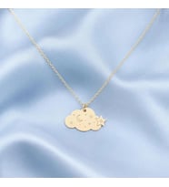 Kişiye Özel 925 Ayar Gümüş Tasarım Bulut Kolye (Gold)