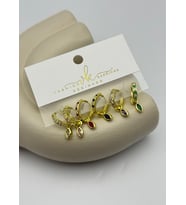 Vip Gold Renkli Taşlı Sallantılı 6'lı Küpe - 26vipkp70